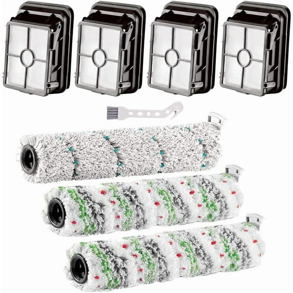 Replacement Parts for Bissell CrossWave Max 2554 2590 2593 2596 for HydroSteam 35151 3515 35152 3513 3518 Vacuums,1 Multi-Surface Brush Roll & 2 Pet Brush Rolls and 4 Pack 1866 Vacuum Filters