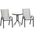 thumbnail image 1 of Outsunny Outdoor Bistro Set Small Patio Set w/ Stackable Chairs, Grey, 1 of 10