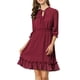 thumbnail image 2 of INSPIRE CHIC Vestido A-Line de Chifón con Volantes en Capa y Mangas 3/4, Talla XL, Burdeos, 2 of 8