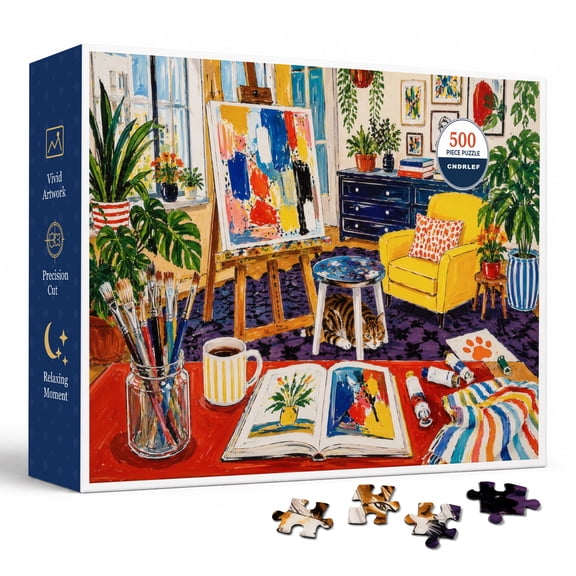 CNDRLEF Colorful Studio 500 Pieces Jigsaw Puzzle for Adults, Perfect for Pet Lovers