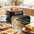 thumbnail image 3 of Toaster Cover 2 Slice, Teal Orange Marble Dustproof Bakeware Oven Protector with Top Hook, Modern Ink Painting Abstract Waterproof Small Kitchen Appliance Toasters Dust Cover, 11"x6"x8", 3 of 9