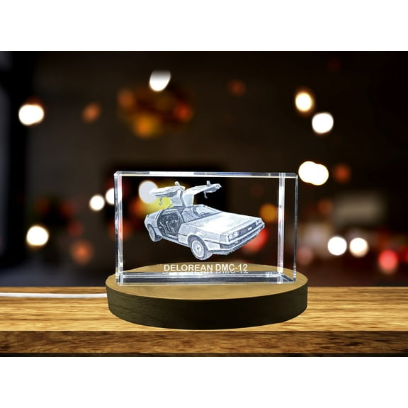 Timeless Icon: DeLorean DMC-12 - 3D Engraved Crystal Tribute