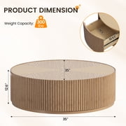 Gelloan 35 Round Coffee Table with Two Drawers,Circle Coffee Table Space-Saving Multiple Purpose for Living Room,Dining Room and Home,Natural