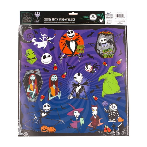 Disney The Nightmare Before Christmas, Halloween Static Cling Wall or Window Décor, 16 Pieces, Vinyl, Great for All Ages by Ruz