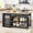 Black, variant on ChicZhiNest Kitchen Island with Storage, 60" Solid Rubberwood Island Table, Coffee Bar Cabinet with Fridge Space & Power Outlets, 6 Hooks, White