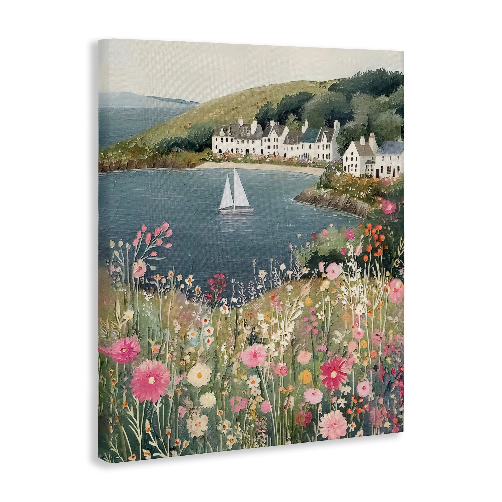 Stupell Industries Clifftop Meadow & Sailboat Canvas Wall Art, design by Riley B