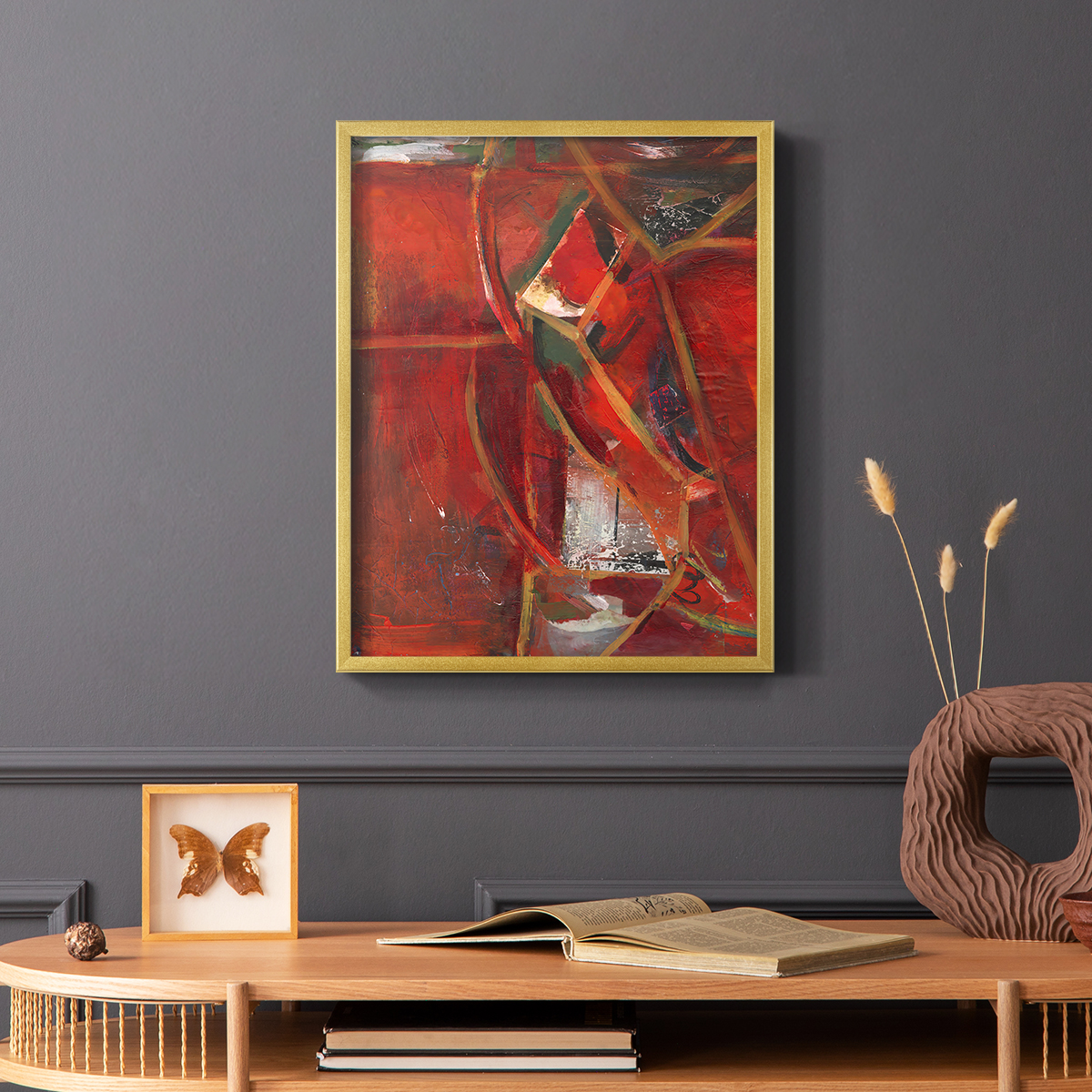 City Life II Framed Print in Gold Solid Wood Framed Print No Nail Hanging