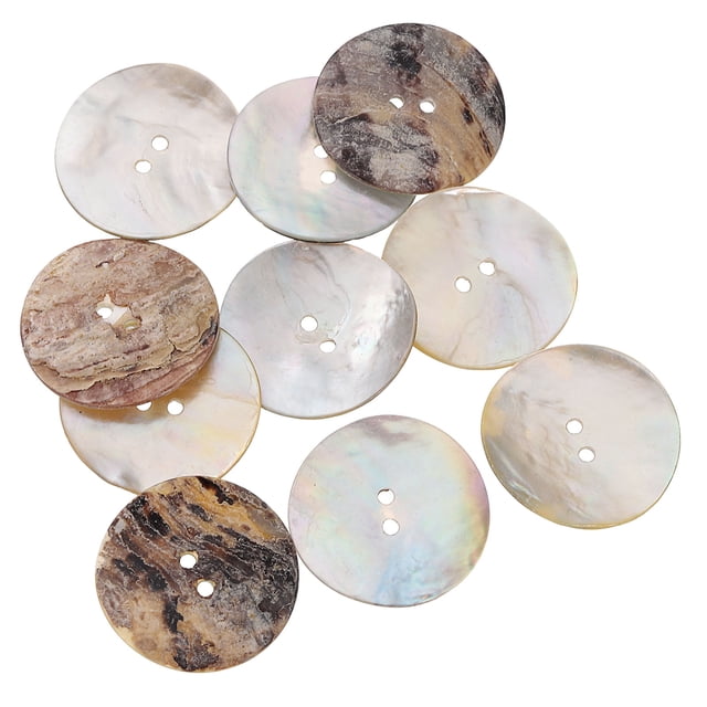 Uxcell 10Pcs Botones de Concha Natural, Botón de Madreperla 28.6mm Botones de Coser, Marrón