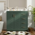 thumbnail image 2 of 36" Sturdy Solid Wood Small Bathroom Storage Cabinet, Bathroom Organizer Cabinet with Soft Close, Compact Vanity Unit for Small Spaces with Ample Storage for Bathroom, Green, 2 of 9