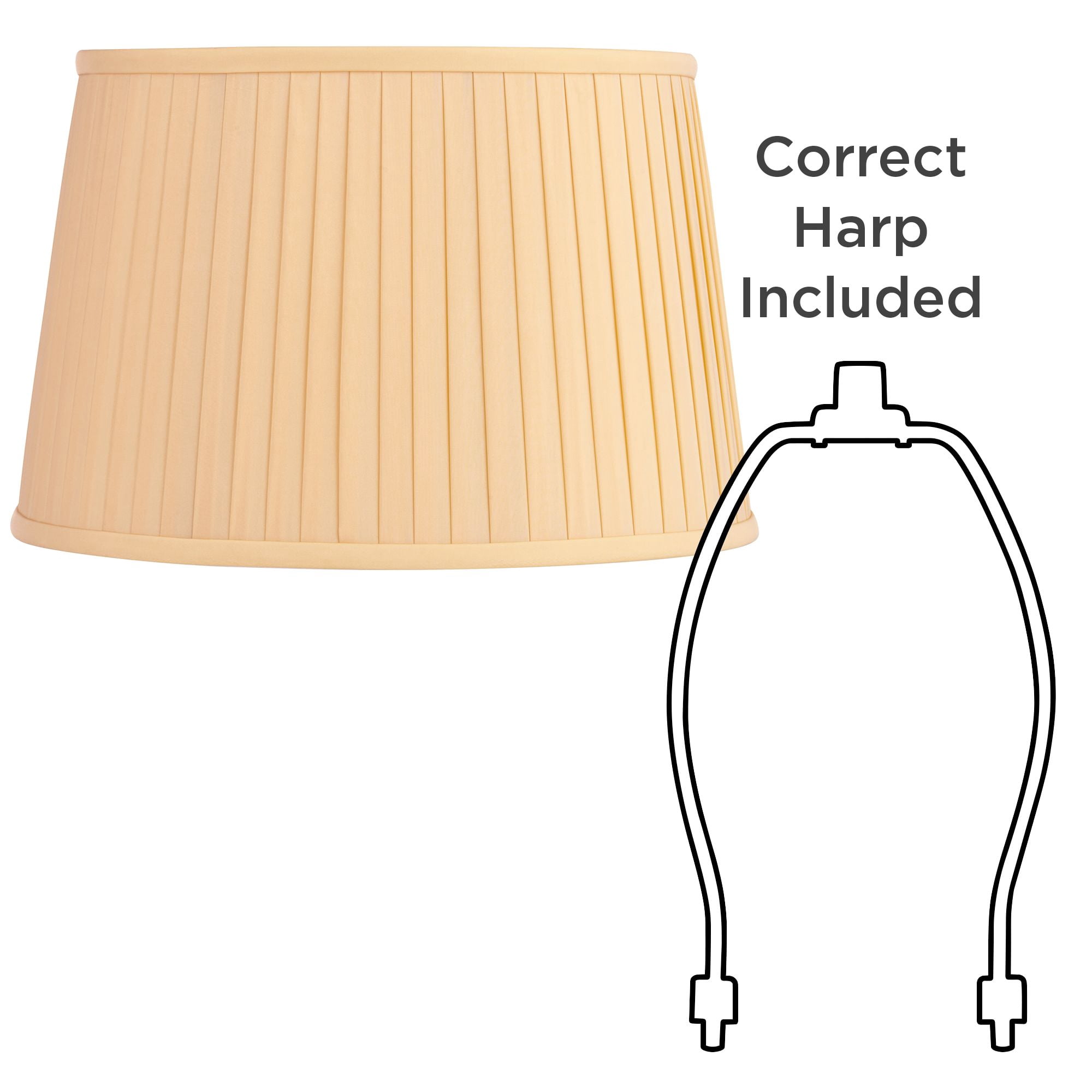 Springcrest Mapo 14" Top x 17" Bottom x 11" High x 11" Slant Lamp Shade Replacement Large Yellow Drum Softback Washer Harp Finial