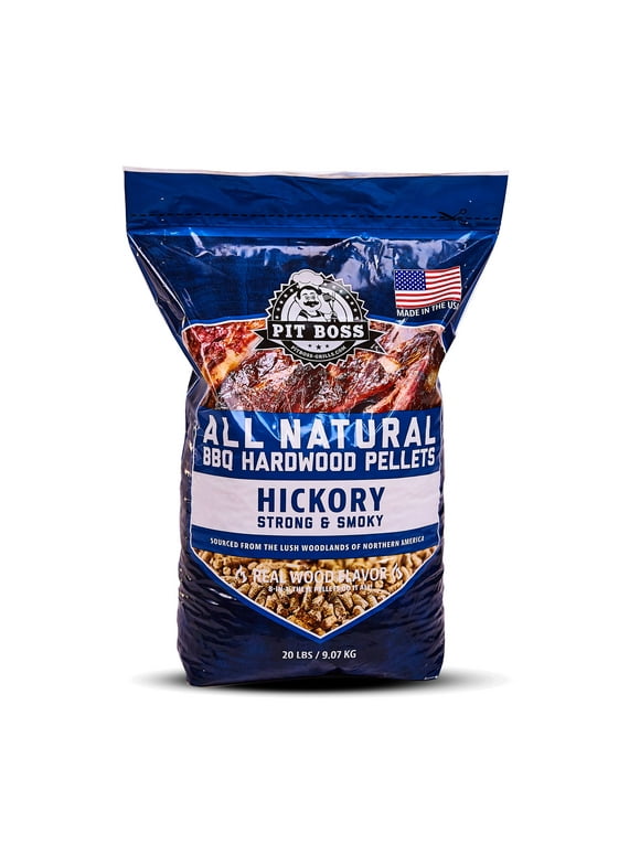 Pit Boss 100% All-Natural Hardwood Hickory BBQ Grilling Pellets, 20 lbs