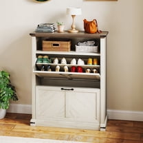 Dextrus Shoe Cabinet with 2 Flip Drawers, Free Standing Shoe Racks Storage Cabinet ,Shoe Organizer Narrow Closet