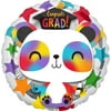 Adorable Graduating Panda Congrats Grad 17" Jr Shape Foil Balloon, White Rainbow