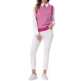thumbnail image 2 of Suéter sin mangas de cuello redondo de mujer INSPIRE CHIC, con estampado de pata de gallo, tejido, talla L, color rosa fuerte, 2 of 5