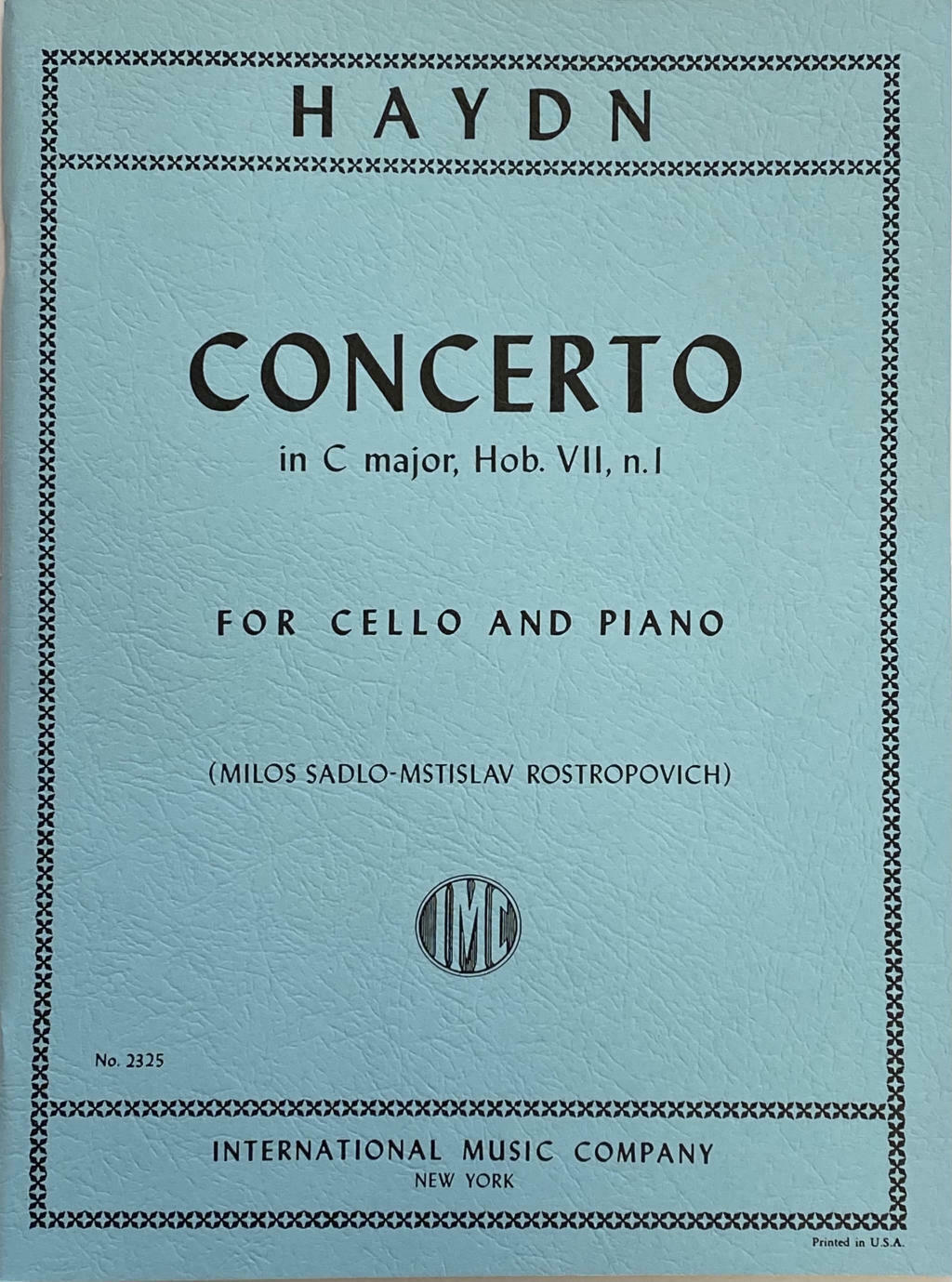 Concerto in C Major, Hob. Vii, N.i for Cello and Piano (IMC # 2325)