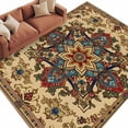 thumbnail image 2 of Boho Flower Area Rug 6x9 FT, Non Slip Living Room Throw Carpet, Bohemian Western Rustic Tribal Patterns Washable Soft Large Floor Carpet Non-Shedding Rug for Bedroom Dining Room Play Room, 2 of 9