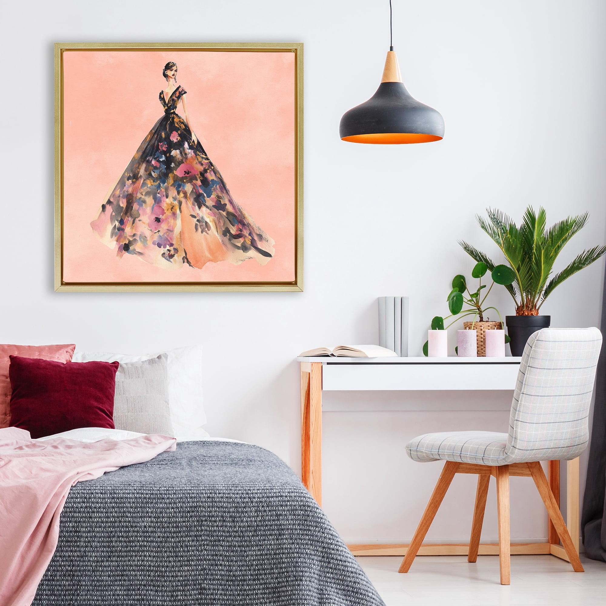 Stupell Industries Rose Gold Night Gold Framed Floater Canvas Wall Art, design by Svetlana Aleynikova