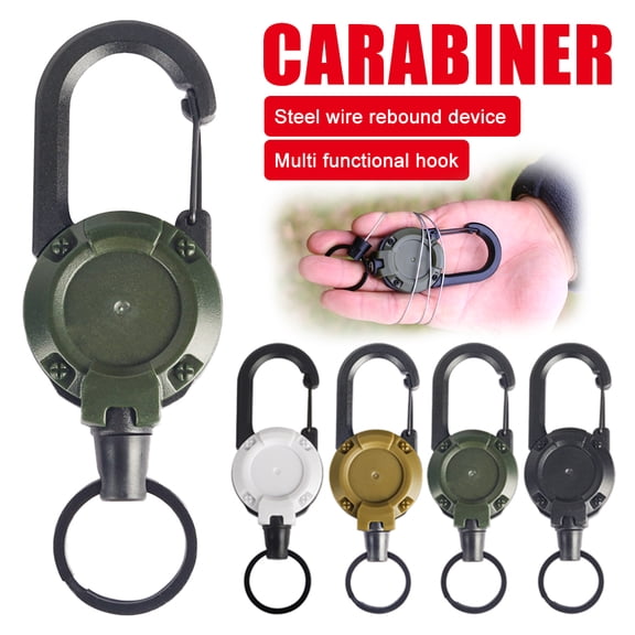 4PCS Retractable Key Chain Heavy Duty Wire Rope Buckle Multi-Function Key Chain
