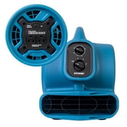 XPOWER P-230AT 1/4 HP 925 CFM Multi-Purpose Mini Mighty Air Mover, Utility Fan, Dryer, Blower with Built-in Power Outlets and Timer - Blue