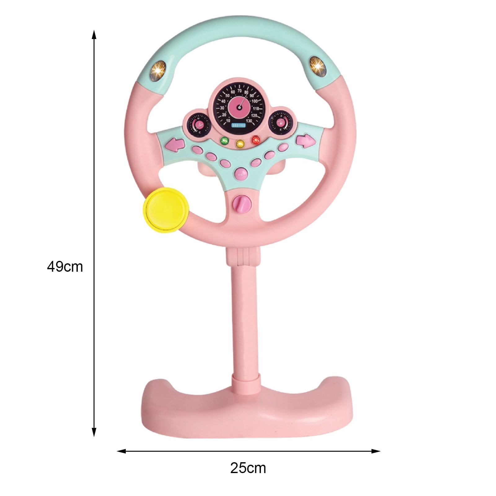 Passenger Seat Steering Wheel Toy with Music Light Kids Car Driving Simulation Wheel Toddlers Pretend Driving Educational Steering Wheel Boys Girls Gift