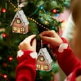thumbnail image 4 of dajkiuy Christmas Wooden Ornaments, Light up Wood Hanging House Xmas Tree Pendant for Holiday Home Party Decoration, 4 of 6