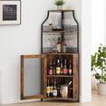thumbnail image 1 of Bar gabinete: estilo rural de esquina almacenamiento, rustic brown, adjustable estantes, glass holder, dining room wine organizer, 1 of 7