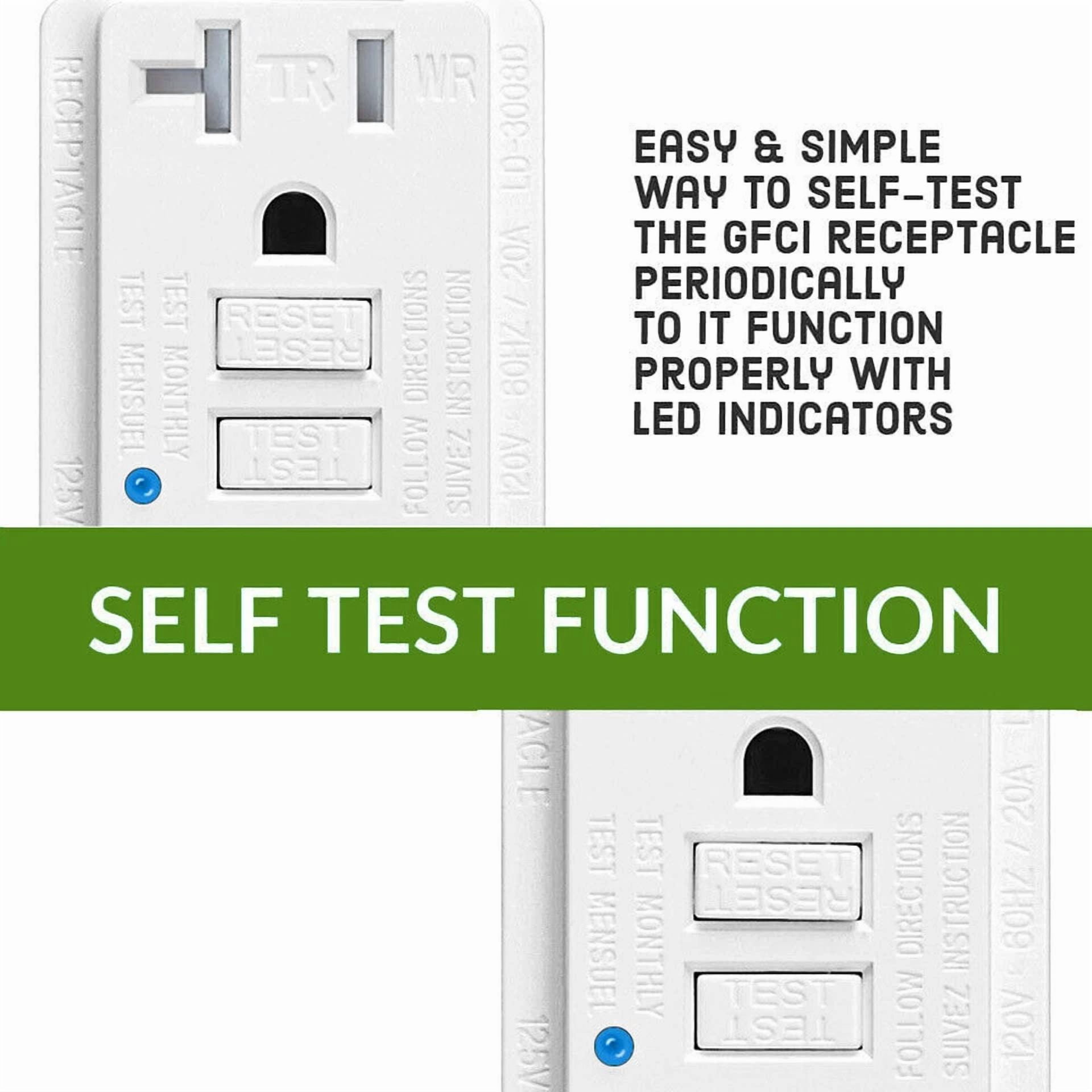 20A Amp Gfci Outlet Duplex Receptacle Self-Test Tr Weather Resistant For Kitchen