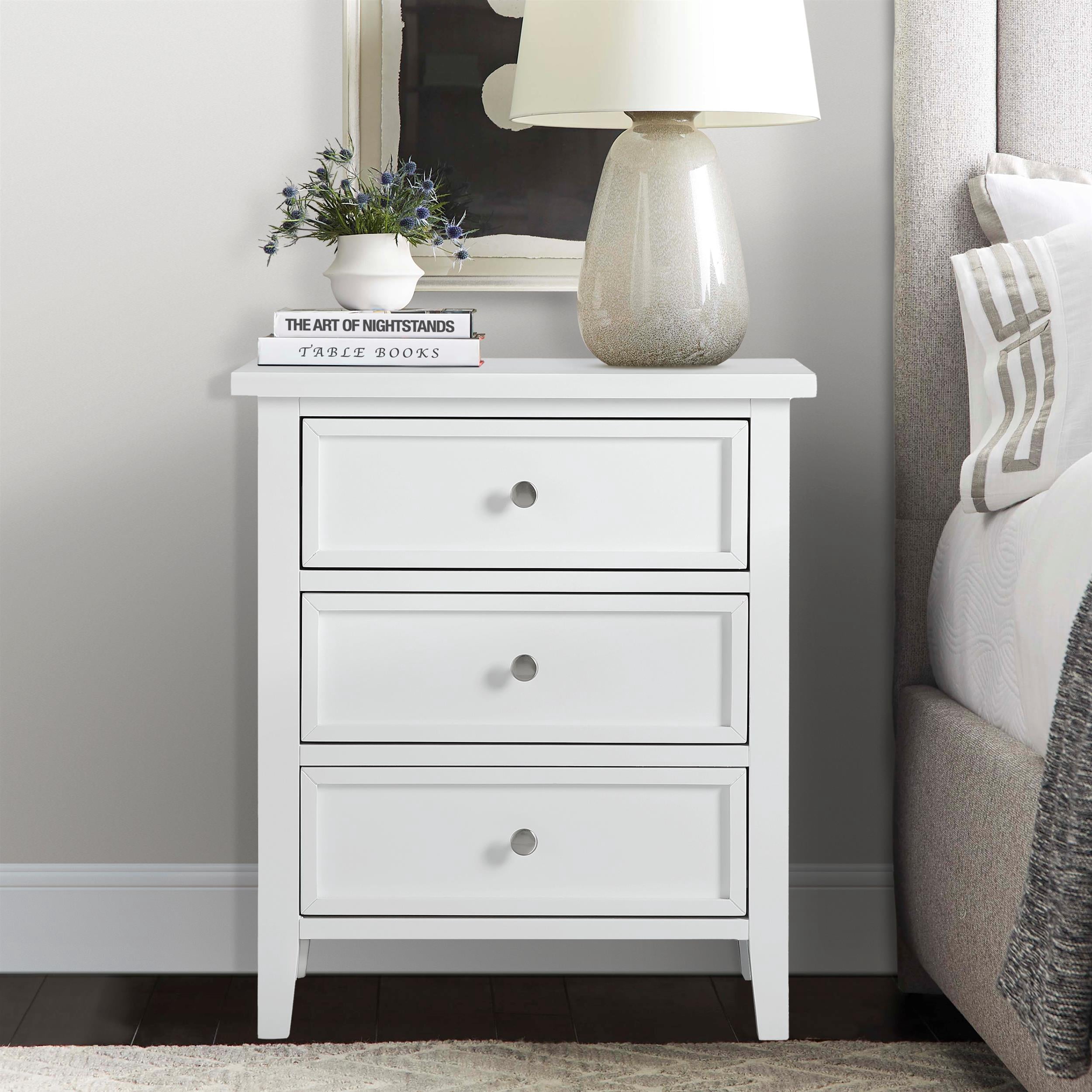 Comfort Pointe Lennon 3-drawer White Wood Storage Nightstand