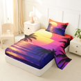 thumbnail image 2 of jejeloiu Beauty Ocean Sunset Twin Sheets For Girls,Retro Palm Tree Art Bedding,Purple Orange,3 Pieces,1 Fitted Sheet and 1 Pillowcase, 2 of 6