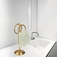 thumbnail image 3 of J&V TEXTILES Steel Towel Rack Holder Stand with 2 Hanging Rings for Bathroom Vanity Countertops - Space Saving Hand Towel Holder Aged Brass, 3 of 4