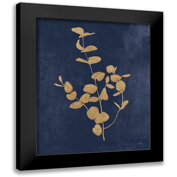 Purinton, Julia 12x14 Black Modern Framed Museum Art Print Titled - Botanical Study II Gold Navy