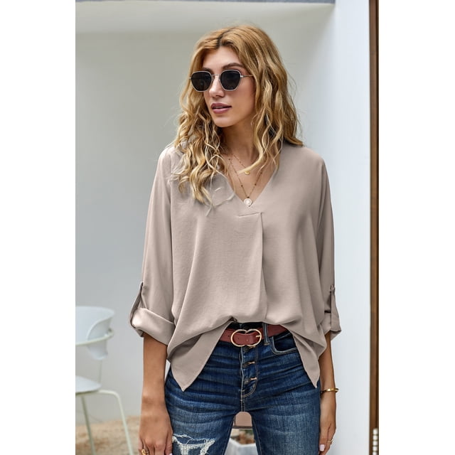 Chemise à Manches 3/4 à Manches Courtes et Bas de Manches pour Femmes