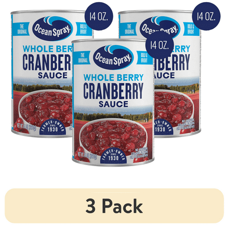 (3 pack)Ocean Spray® Whole Cranberry Sauce, Canned Side Dish, 14 oz Can