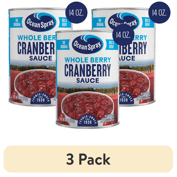 (3 pack)Ocean Spray® Whole Cranberry Sauce, Canned Side Dish, 14 oz Can