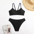 thumbnail image 2 of Swimming Suits for Women Summer Beach Solid Color Backless Bikini Split Set Black Women Bathing Suits L, 2 of 7