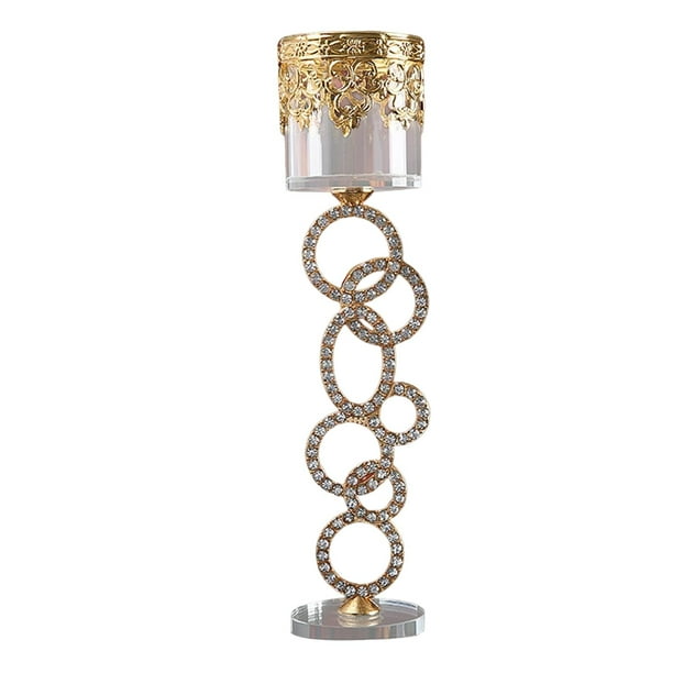 Candelabro de cristal con forma de círculo cilíndrico, candelabro, adorno para 26cm