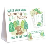 Guess How Many Gummy Bears Baby Shower Game, 50 Cards and Matching Standing Sign