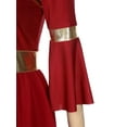 thumbnail image 5 of TiaoBug Women 3/4 Flared Sleeve Asymmetrical Dance Dress Lyrical Liturgical Praise Top Overlay Tunic Burgundy XXL, 5 of 7