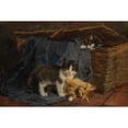 thumbnail image 2 of Julius Adam the younger 14x11 Black Ornate Wood Framed Double Matted Museum Art Print Titled: Three Cat Children (1887), 2 of 5