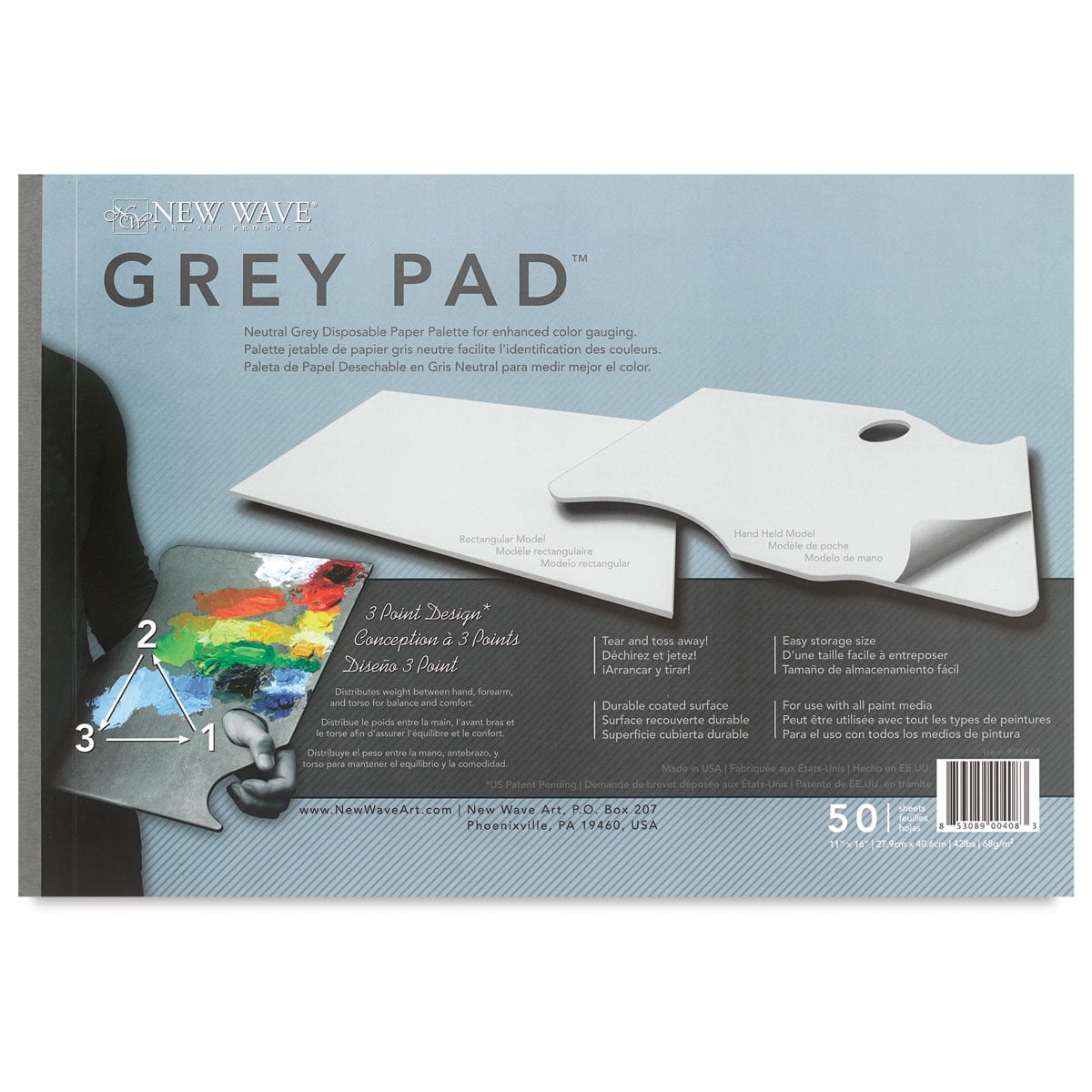 New Wave Art Grey Pad® Rectangular Paper Palette, 11x16 in, 50 Sheets