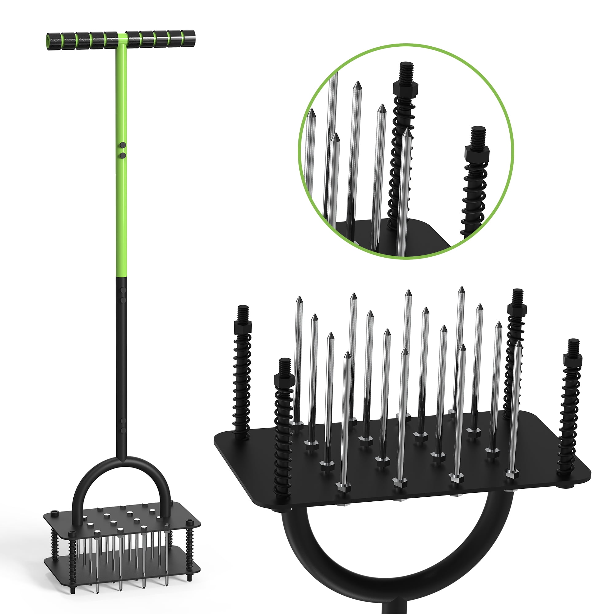 Steelite Lawn Aerator Tool,Grass Aerator with 16 Steel Spikes, Auto-Cleaning Spring Design,Manual Grass Aerators for Lawn, Yard, Garden Soil Loosening & Aeration