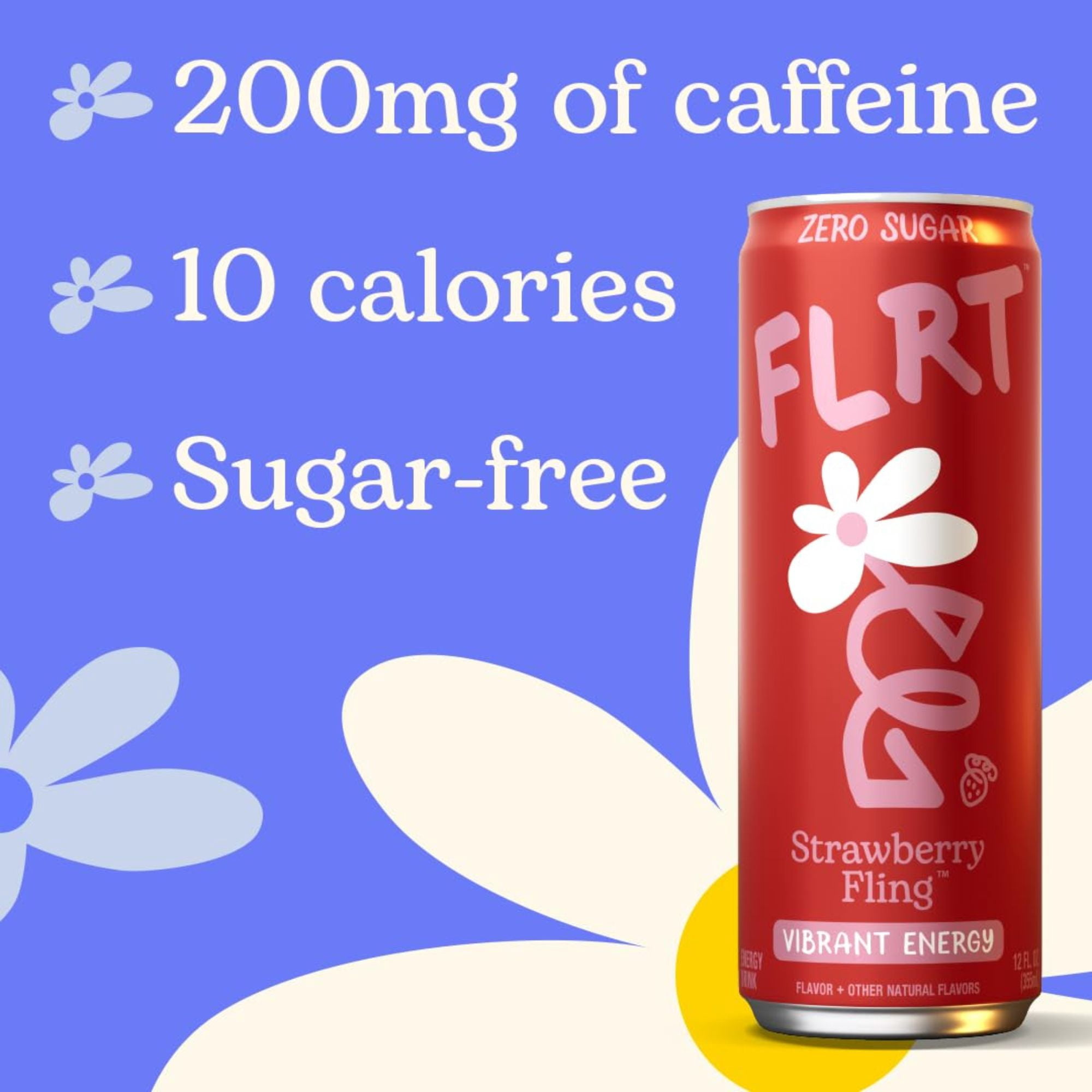 FLRT Energy Drink 4‑Flavor Sampler Pack, 4 Cans, Zero Sugar