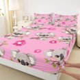 thumbnail image 3 of Homewish Kawaii Koala Lover Full Size Sheets for Kids, Pink Blossoms Flower Floral Bed Sheets, Cute Cartoon Animal Sheet Sets, Luxury Bedroom Decor, 4-Piece, 3 of 7