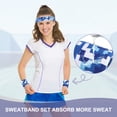 thumbnail image 5 of Sweat Band Set Sports Terry Cloth Headband Wristband Set 8"x2" Sweat Absorbing Head Band Blue, 5 of 6