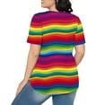 thumbnail image 5 of QATAINLAV Tunic Tops for Women Loose Fit Dressy Casual Blouses Short Sleeve Pleated Rainbow Tshirts 2025 Fashion Summer Tees Shirt Multicolor L Today's Lightning Sales, 5 of 8