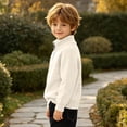 thumbnail image 6 of Qiyinn Boys' Fashion Solid Color Knitted Half Zipper Shoulder Insert Long Sleeve Sweater Half High Collar Top | Kids Boys Girls Casual Top Daily Wear School Comfortable Outfit, 6 of 8