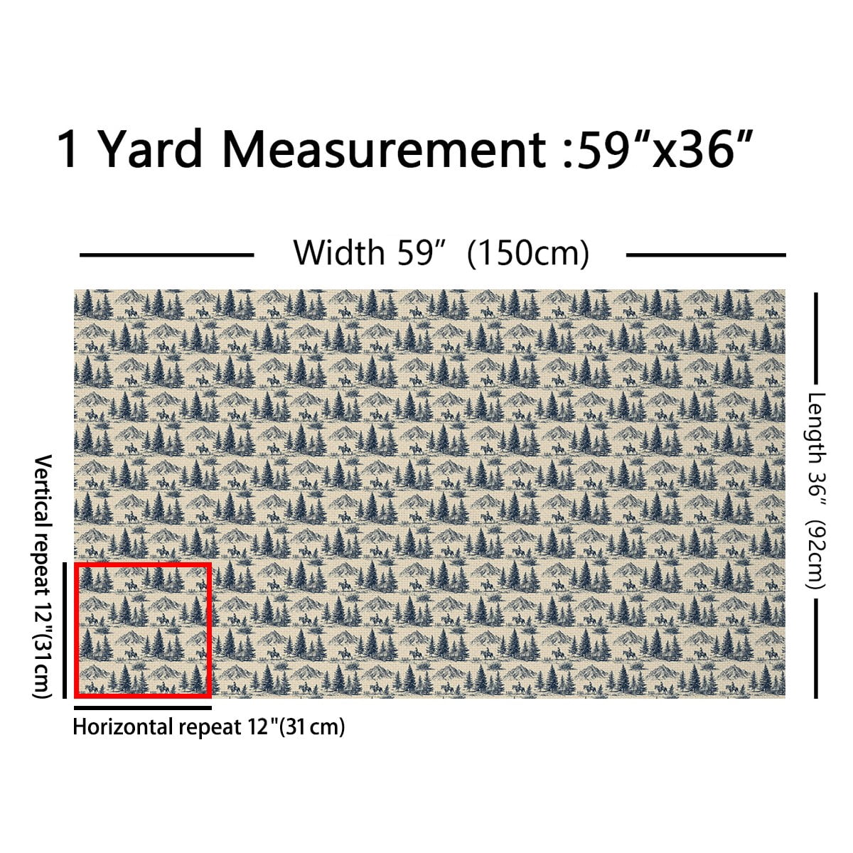 jejeloiu Southwest Cowgirl Fabric by the Yard 5 Yards,Western Farm Style Fabric for Sewing,Country Pine Mountain Home Decor Fabric by the Yard For Men Women,Super Cozy Room Decor