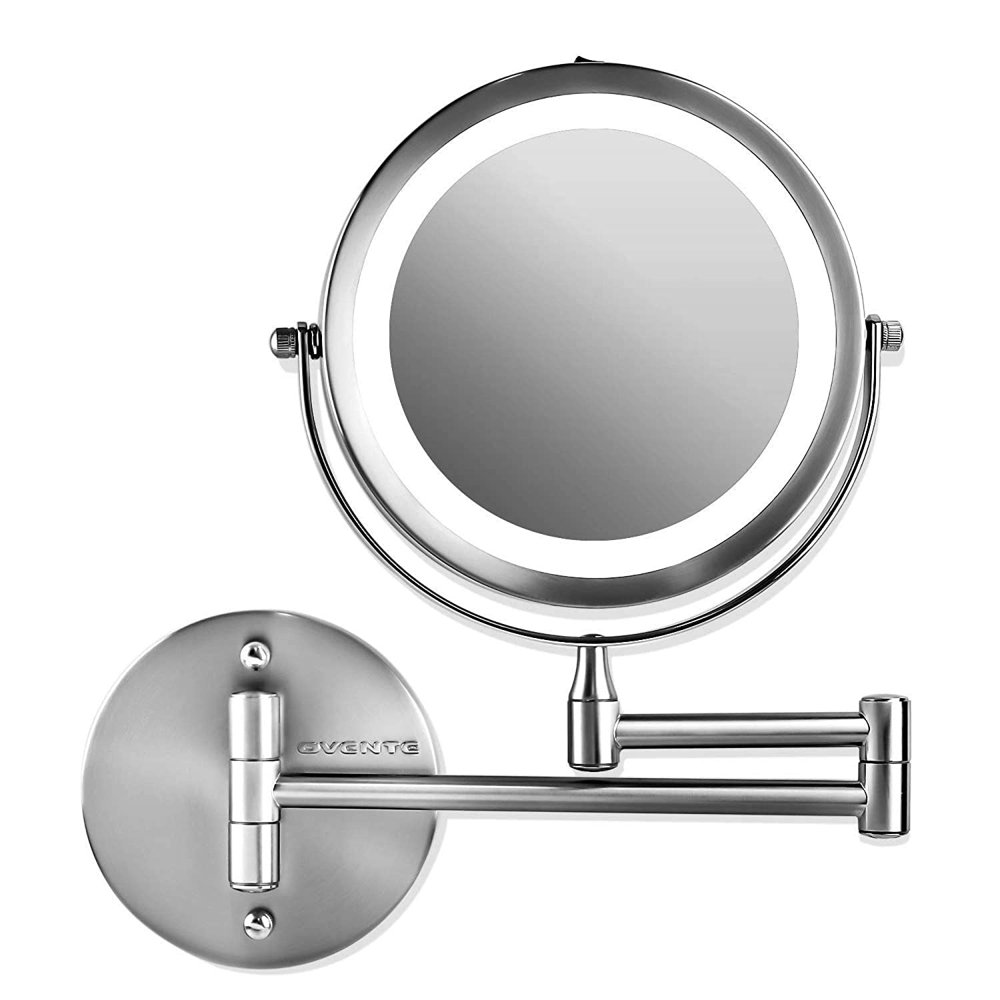 Ovente Lighted Wall Mount Makeup Mirrors 7 Inch 1X 10X Magnification