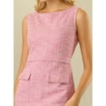 thumbnail image 4 of DARING DIVA Sleeveless Tweed Boat Neck Sheath Dress L Pink, 4 of 6