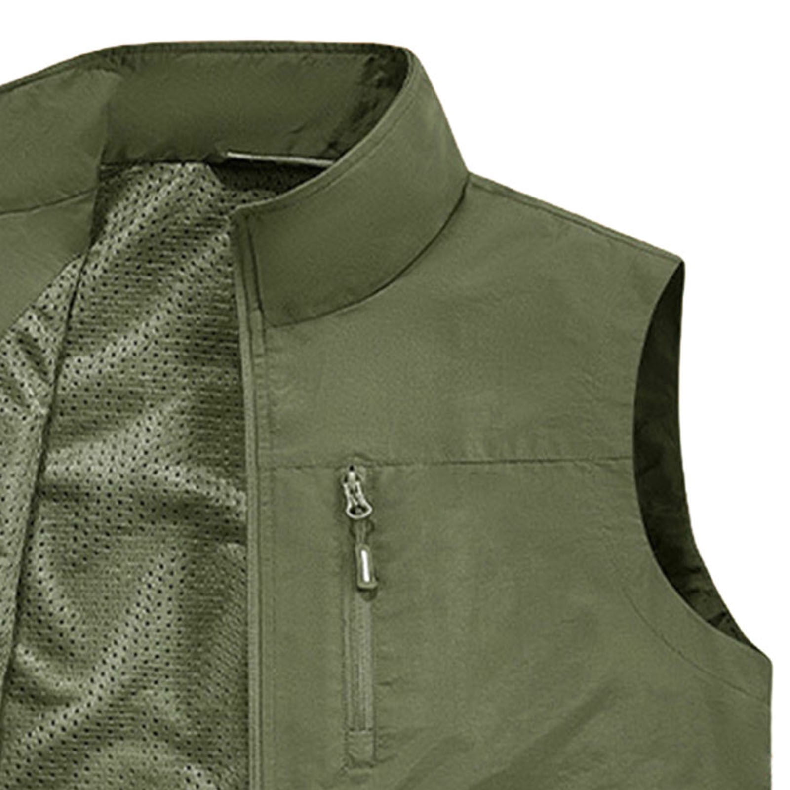 Zedker Vest for Men Lightweight Soft shell Outerwear Zip Up Golf Running Sleeveless Vest With Pockets for Hiking Travel Green XXL